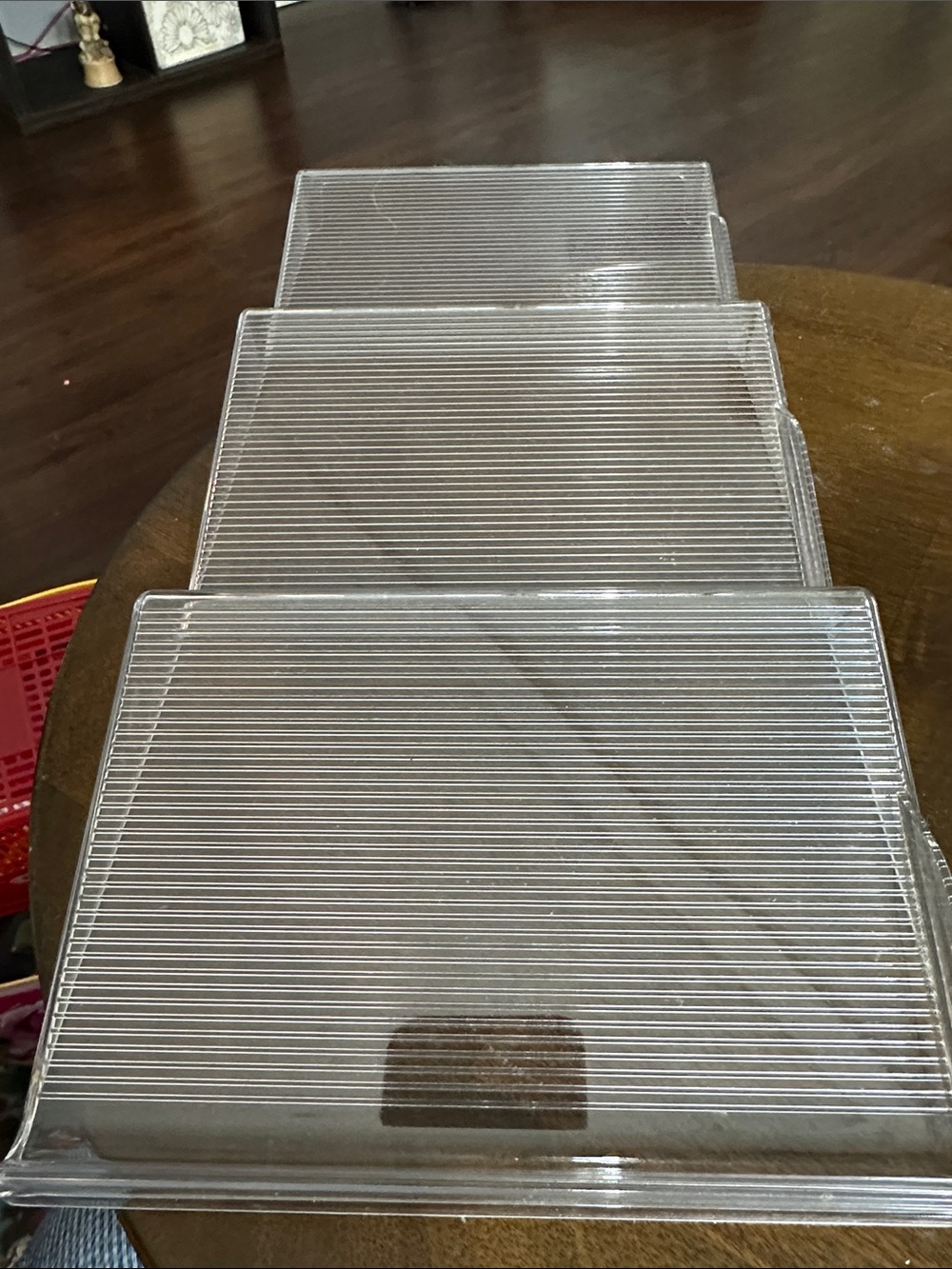 Clear Rectangular Ribbed Plastic Storage Spice Trays - Set of 2 (3 tier)